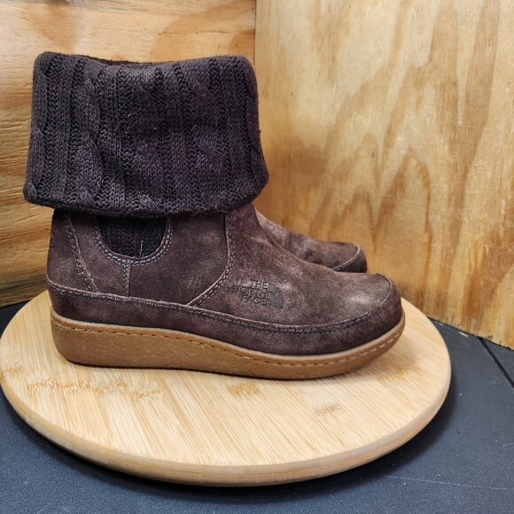 The North Face Womens Mid Suede Cable Knit Boots - Picture 1 of 10